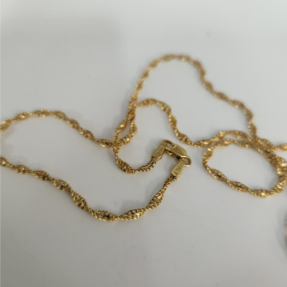 14k Yellow Gold Diamond-Cut Rope Chain Necklace Twisted Textured Design 18" - Picture 5 of 8